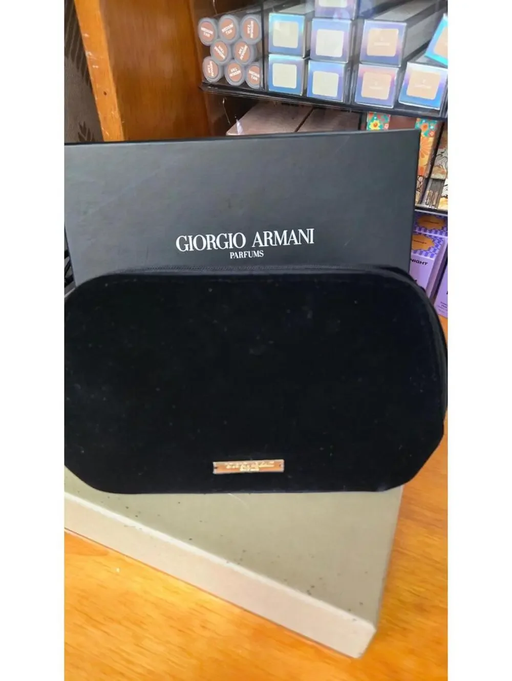 :Giorgio Armani Parfums Black Velvet Cosmetic Bag